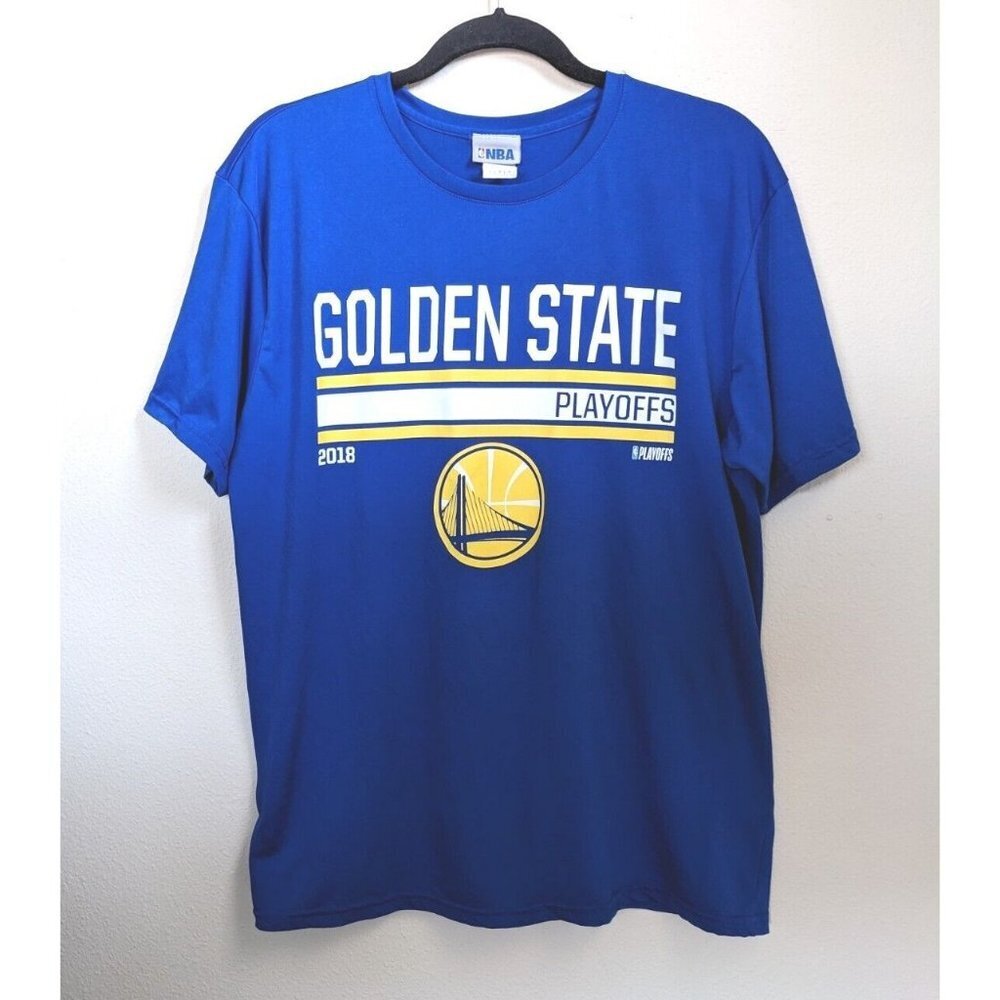 Golden State Warriors Shirt Adult Large Blue Yellow NBA Basketball Playoffs Mens
